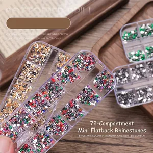 12-grid mixed colorful resin nail art flat-back rhinestones for manicure decoration set