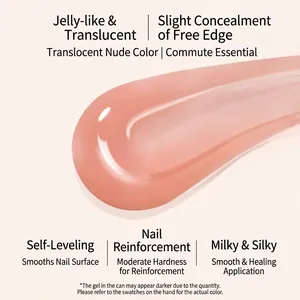 Translucent nude 4-in-1 self-leveling nail gel base coat for a natural reinforced look
