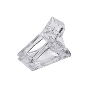 Clear plastic nail extension gel clip for fixing nail molds and polygel application