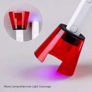 Red transparent light shield for handheld UV nail lamps providing eye protection