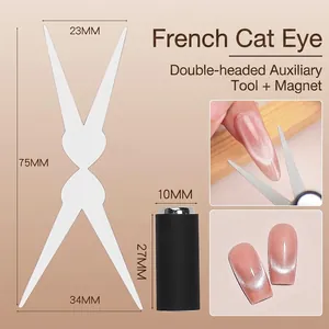 Dual-Ended French Cat Eye Nail Magnet Tool Set Stainless Steel Auxiliary Plate And Cylindrical Magnet For Manicure DIY Nail Art Accessories