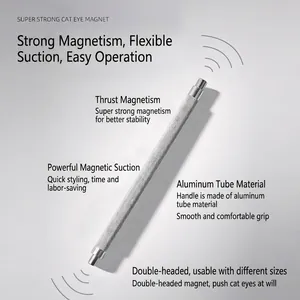 Strong double-ended cat eye nail magnet tool with aluminum handle for nail art styling.