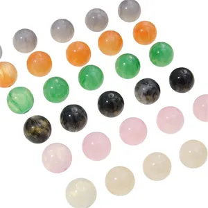 Colorful 8/10/12mm resin round beads with gold foil and faux cat-eye effect for DIY
