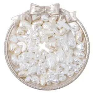 Assorted cream ABS faux pearl beads in mixed shapes for DIY jewelry making accessories