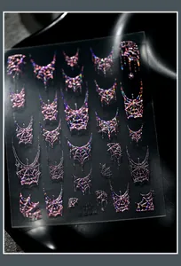 Holografische laser spinnenweb nagelstickers met reliëf voor 3D Halloween designs