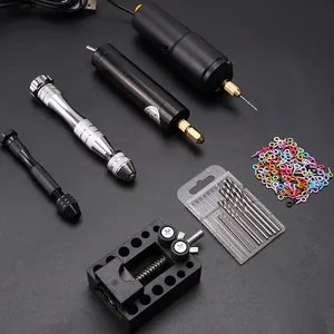 Mini Taladro Eléctrico de Mano Kit de Creación de Joyas DIY Tornillo de Banco de Aleación Cáncamos para Resina Herramientas de Perforación para Llaveros
