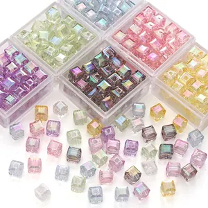 Perle cubiche in acrilico iridescente da 8mm per creazione di gioielli fai da te e hobby