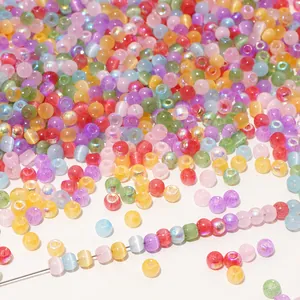Cuentas de vidrio ojo de gato aurora de 4mm para creación de joyas y pulseras