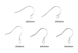 Comparaison détaillée des tailles de divers crochets d'oreilles en argent 925 DIY
