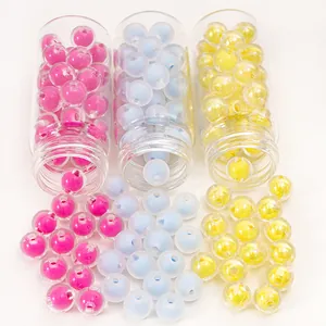 Perles rondes en acrylique 8-16mm rose bleu jaune pour la fabrication de bijoux DIY