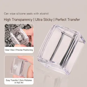 Clear Silicone Nail Art Stamper Small Square Transparent Jelly Nail Stamper for French Polish Transfer DIY Printing Tools