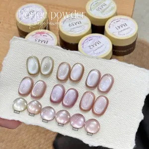 Professional waterlight rouge cat eye nail gel polish set with glass bead effect