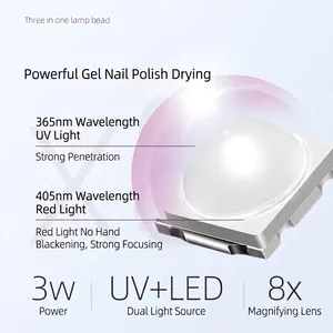 Professionelle 3W UV LED Nagel Lampenperle mit 365nm und 405nm Wellenlänge für Maniküre
