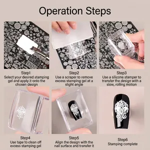 Step-by-step tutorial guide for using a professional clear silicone nail art stamper kit