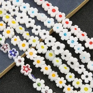 Handmade flat flower millefiori glass beads for DIY necklace and bracelet jewelry