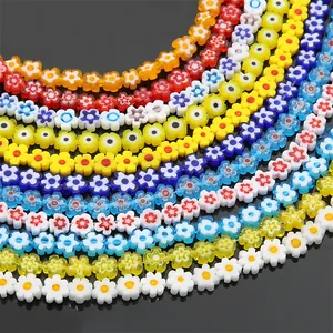 Handmade colorful Millefiori glass flower beads for DIY jewelry making and necklaces