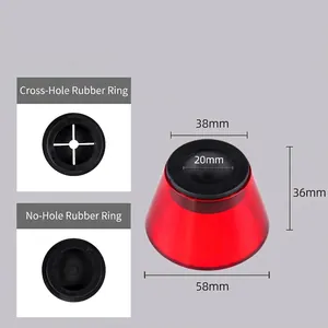 Nail lamp light shield hood with 20mm rubber adapter rings and detailed dimensions