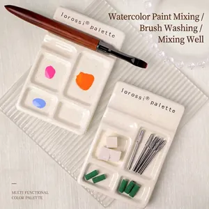 Ceramic Nail Art Palette Multifunctional Gel Polish Mixing Plate Brush Holder Professional Tool For Salon Manicure Home