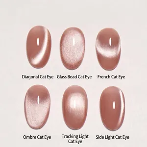 Professional dual-ended nail magnet tool displaying six distinct cat eye shimmer effects