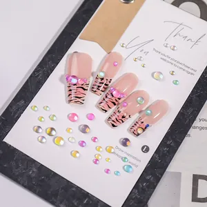 Dreamy candy colored iridescent aurora bubble beads for nail art decoration on display card.