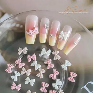 Nail Art Resin Bow Decoration 3D Bowknot Manicure Charms For Women DIY Nail Design Mixed Colors Matte Finish Accessory