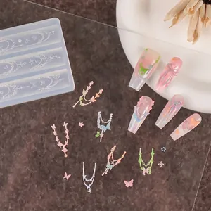 Nagelkunst Silikonform für dekorative Perlenketten, Sterne und florale Muster Designs