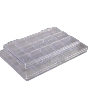 Transparent multi-grid PP plastic storage box for jewelry and nail art accessories