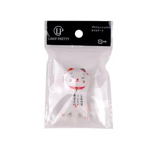Cute cartoon lucky cat nail art brush holder stand in professional retail packaging