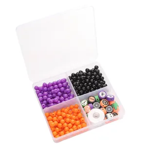 Kit di perline fai-da-te per gioielli di Halloween con scatola a 4 scomparti e filo
