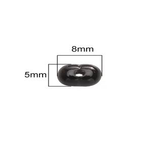 Detailweergave van 8x5mm zwarte pinda-acryl kraal voor DIY-sieraden en telefoonkettingen