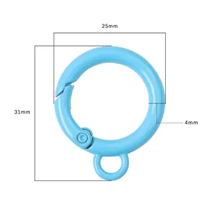 25mm candy blue alloy spring ring buckle with dimensions for DIY keychain making