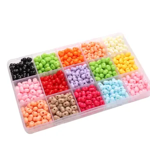 Set van 15 kleuren 8x5mm acryl pinda kralen in opbergdoos voor DIY sieraden maken