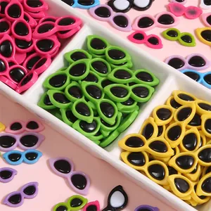 Colorful acrylic miniature sunglasses for DIY plush toys and woven doll face decor.