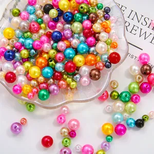 Colorful high-luster ABS imitation pearls with straight holes for DIY jewelry making