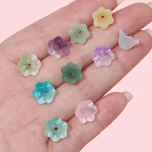 Perles de fleurs de muguet en verre dégradé pour la création de bijoux DIY et artisanat