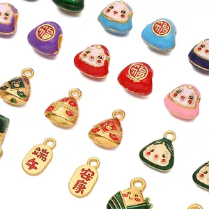 Variety of alloy enamel zongzi charms for DIY jewelry, Dragon Boat Festival beads