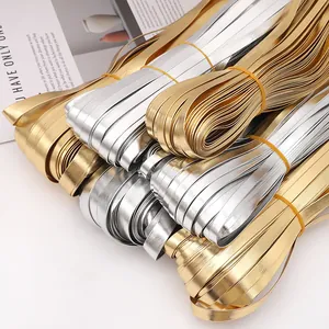 Shiny Gold Silver PU Leather Binding Strip For DIY Handcraft Pillow Clothing Edge Decorative Synthetic Leather Ribbons Cord
