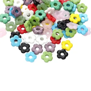 16mm colorful glass flower beads for DIY jewelry making necklaces bracelets and crafts