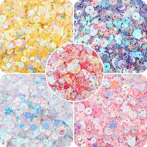 Vibrant iridescent mixed shape sequins for DIY craft, clothing and accessory decoration.