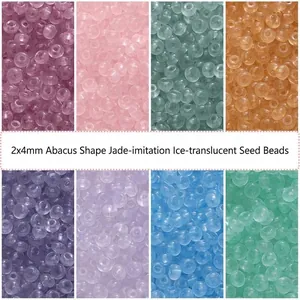 Perles de Rocaille en Verre Aspect Jade Translucide Forme Rondelle Perles en Verre pour Création de Bijoux DIY Bracelet Collier Accessoire