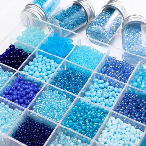 Glass Seed Beads Round Spacer Beads Blue Series For DIY Jewelry Making Bracelet Necklace Ring Handmade Accessory 10g Pack