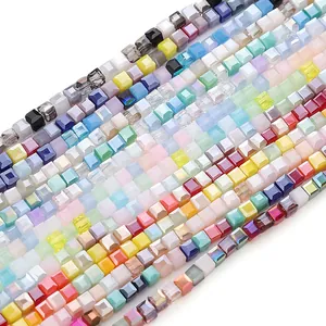 Colorful 2mm faceted square glass beads ideal for DIY jewelry making and craft projects