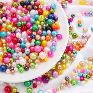 Assorted colorful high-gloss ABS imitation pearl round beads for DIY jewelry making crafts