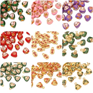 Alloy Enamel Dragon Boat Festival Zongzi Charms Lucky Character Pendants DIY Jewelry Making Handcrafted Woven Ropes Accessory