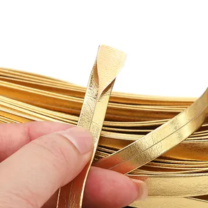 Gold high-gloss PU leather piping trim for DIY sewing and upholstery projects