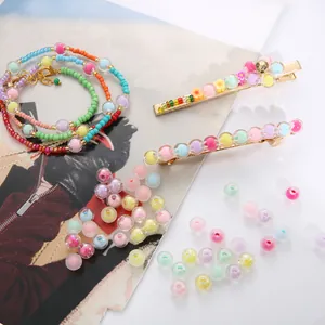 Vibrant acrylic frosted and transparent round beads for DIY jewelry making accessories