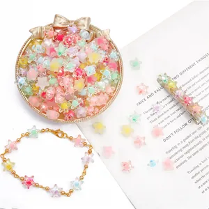 Assorted macaron pastel acrylic star and heart beads for DIY jewelry making crafts