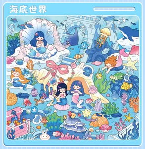Detailed illustration of Undersea World theme page from Spirit Night sticker book