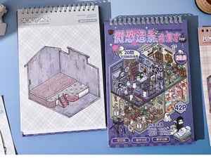 Detailansicht der DIY-Aufkleberbuch-Kollektion für 3D-Miniaturszenen mit Horrorthema