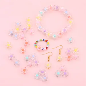 Transparent acrylic flower beads for DIY jewelry making including bracelet and earrings